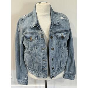 Pistola Anthropologie Distressed Ripped Denim Jacket Women's Medium